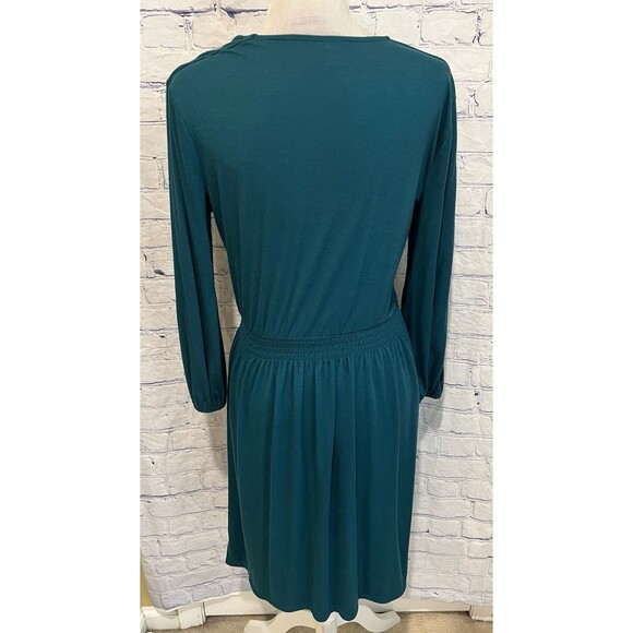 Old Navy Teal Long Sleeve Faux Wrap Dress Size Medium - Picture 4 of 6